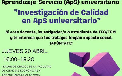 II Jornada de Investigadores en ApS de la Red Madrileña de Oficinas de ApS: “Investigación de Calidad en ApS universitario”