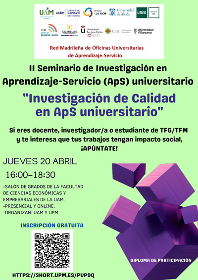 II Jornada de Investigadores en ApS de la Red Madrileña de Oficinas de ApS: “Investigación de Calidad en ApS universitario”