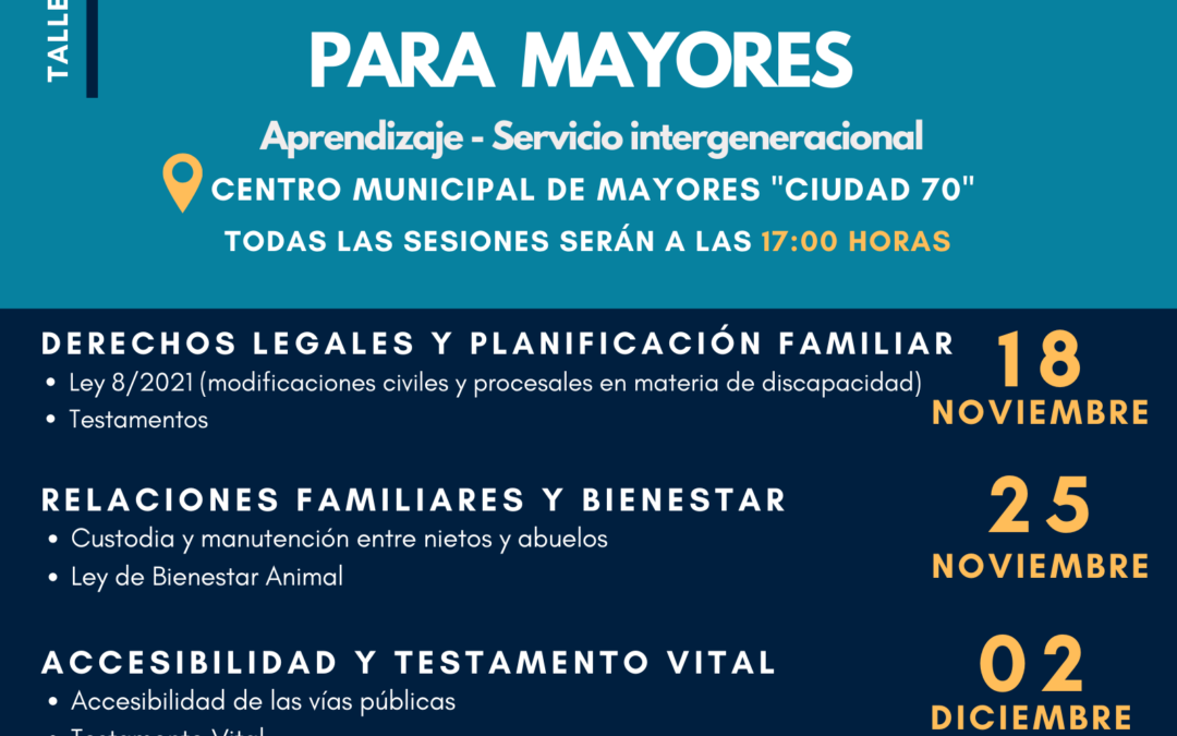 Vuelve la segunda edición de los talleres de alfabetización jurídica para mayores en Coslada