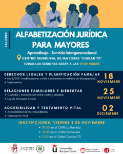 Vuelve la segunda edición de los talleres de alfabetización jurídica para mayores en Coslada
