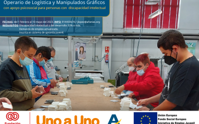 El Servicio de Formación y Empleo de Afanias pone en marcha el próximo 1 de febrero este taller de operario/a de logística y peón de manipulados gráficos con apoyo psicosocial para personas con discapacidad intelectual