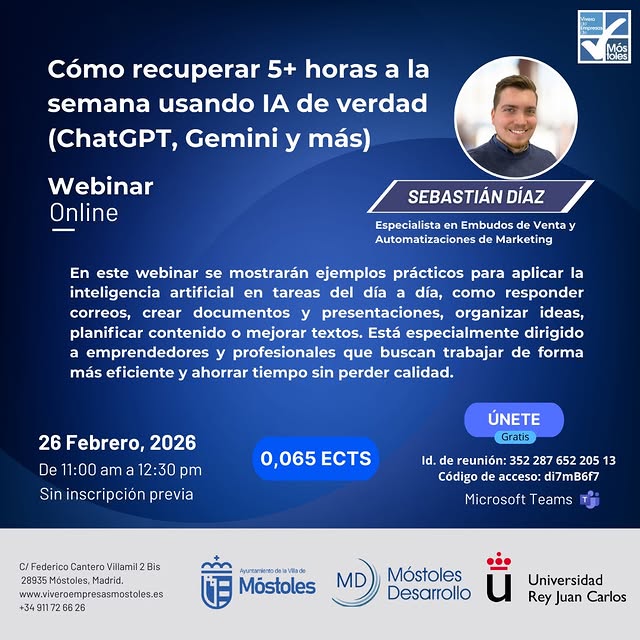 Ayuda con difusión jornada de emprendimiento para miembros URJC