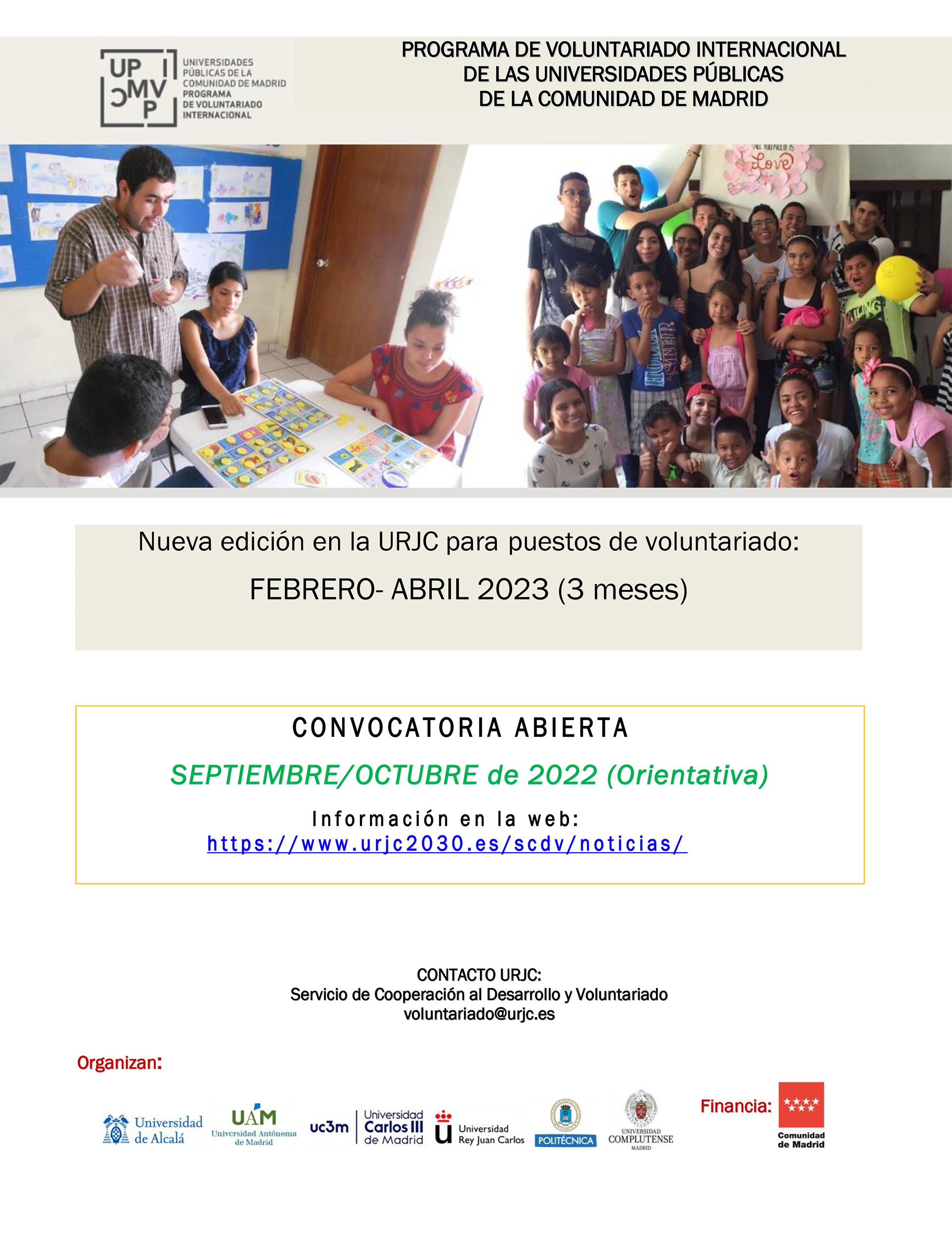 Programa Voluntariado Internacional Universidades Públicas de la comunidad de Madrid