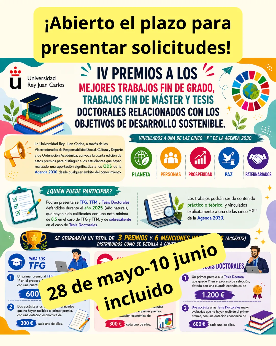 Abierto el plazo para presentar solicitudes! 28 de mayo-10 junio incluido Logotipo Objetivos de Desarrollo Sostenible